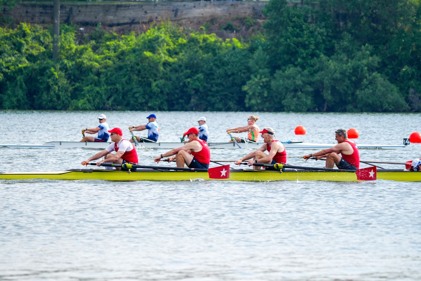 Dan Oltersdorf racing in a men's four at the 2026 USRowing Nationals